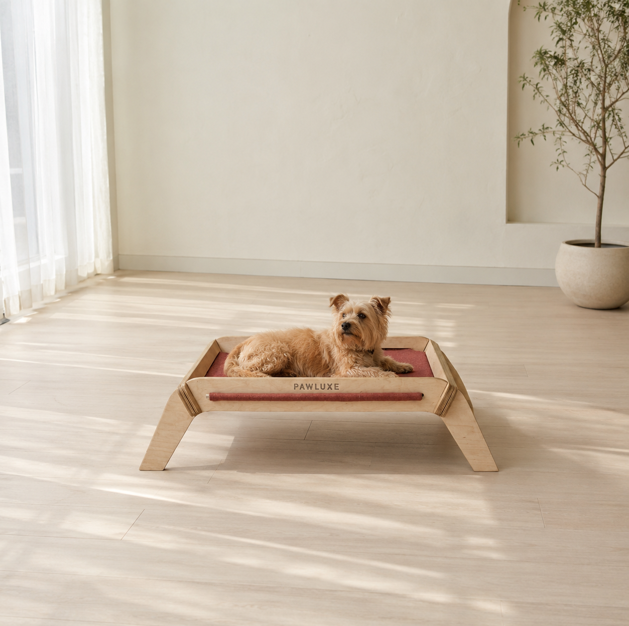 LINO, an airy raised cat cot for cats and small dogs, made in our Cairo workshop.